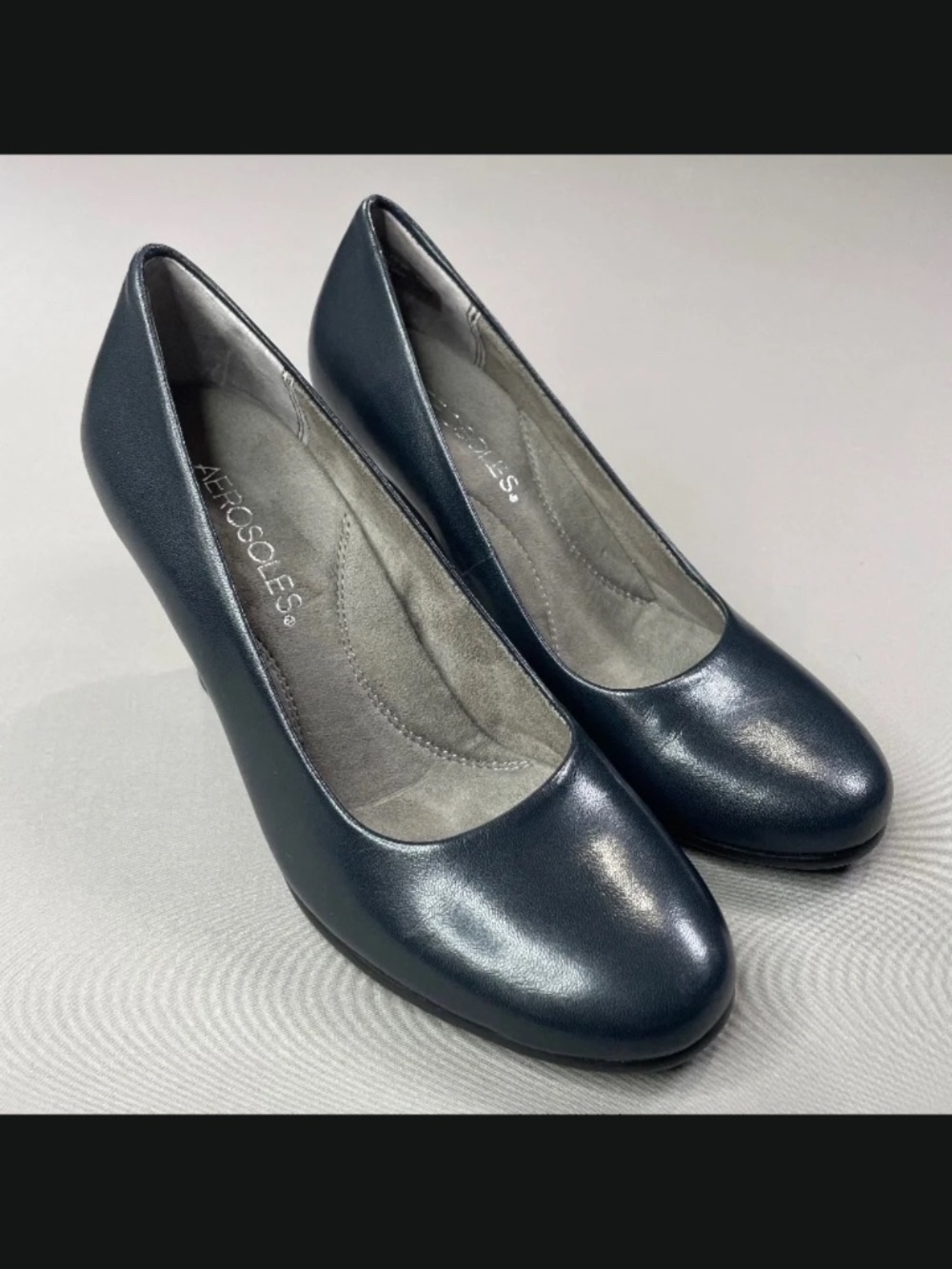 NEW Aerosoles Shoes Womens 5 blue leather dolled up heels comfort cocktail
